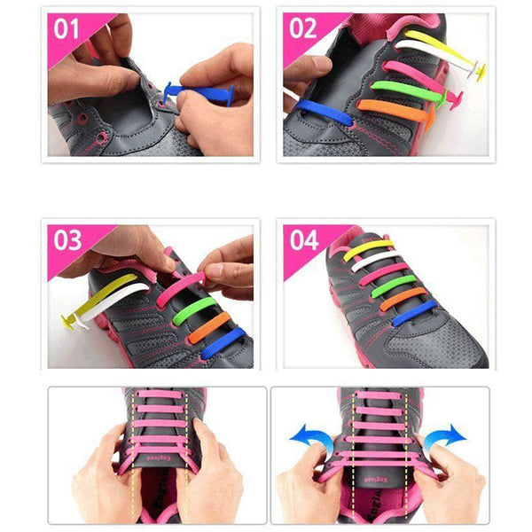 Shackcom No Tie Shoe Laces For Kids and Adults – 4 Packs, Elastic