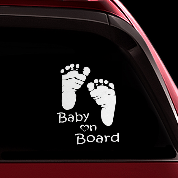 Footprint Baby on Board Sticker - Funny Cute Safety Caution Decal Sign