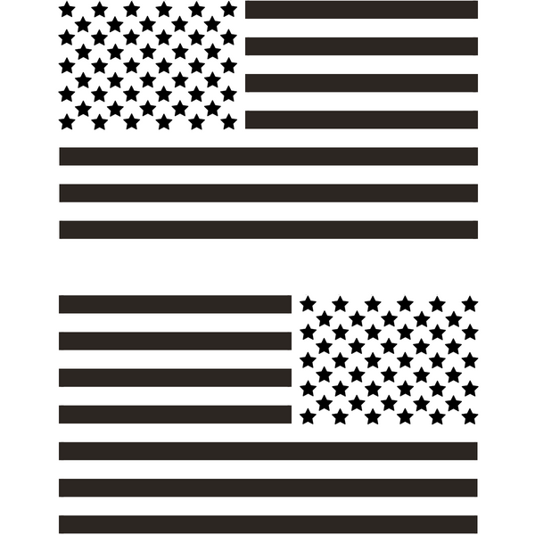 2pc Subdued USA American Flag Decal (Matte Black 4
