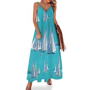 Ashore Shop Summer Sailboat Regatta Sleeveless Dress - ASHORE SHOP