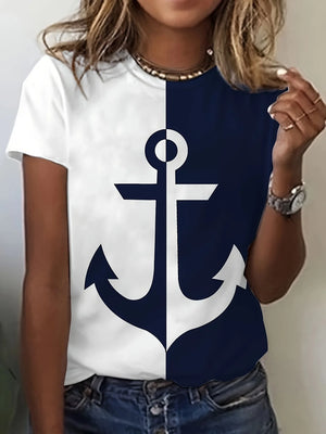 Ashore Shop Women‘s Anchor 3D Print  l Short Sleeve For Spring Summer - ASHORE SHOP