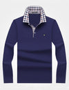 AshoreShop Mens Long Sleeve Polo with Contrast Button Collar Casual and Formal