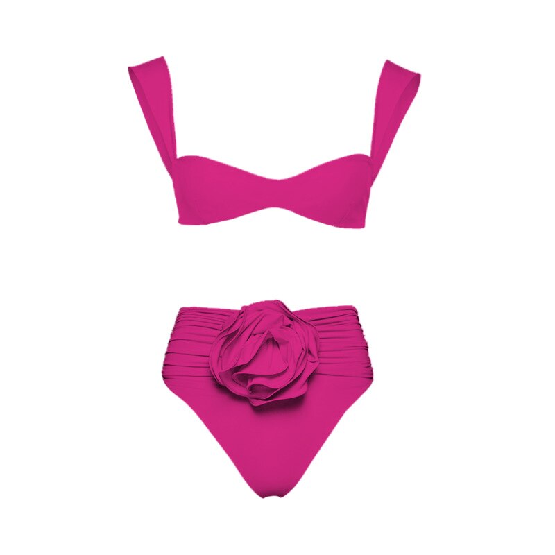 Two Pieces Bikini Swimsuit 2023 New Women 3D Flower Swimwear Brazilian ...