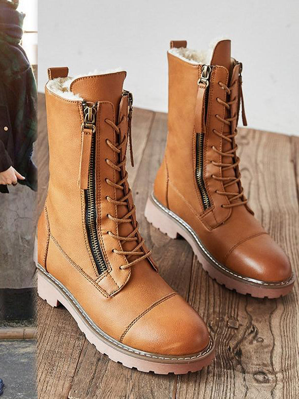 faux leather snow boots