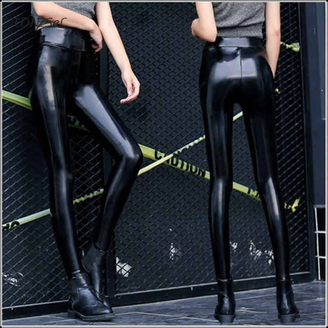 glossy leather pants