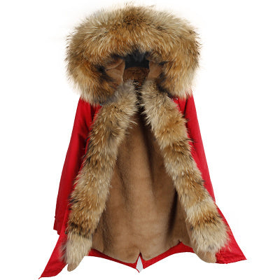 fur collar hooded coat