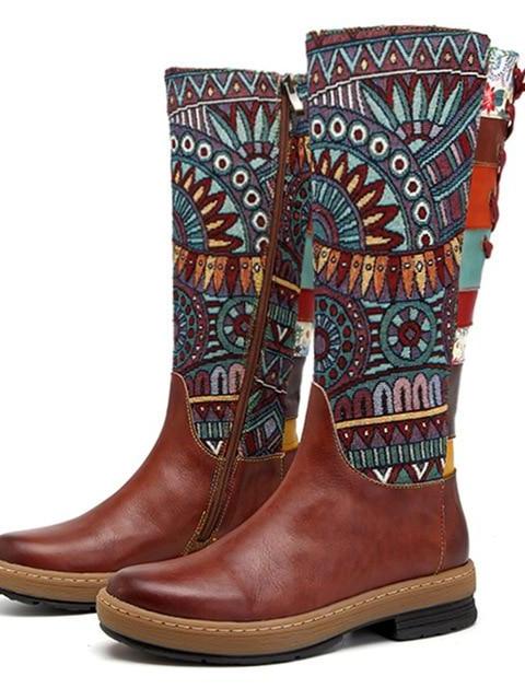 Cowgirl Retro Genuine Leather Riding Boots – ASHORE SHOP