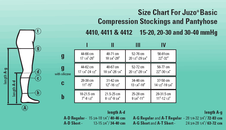 Ames Walker Compression Size Chart