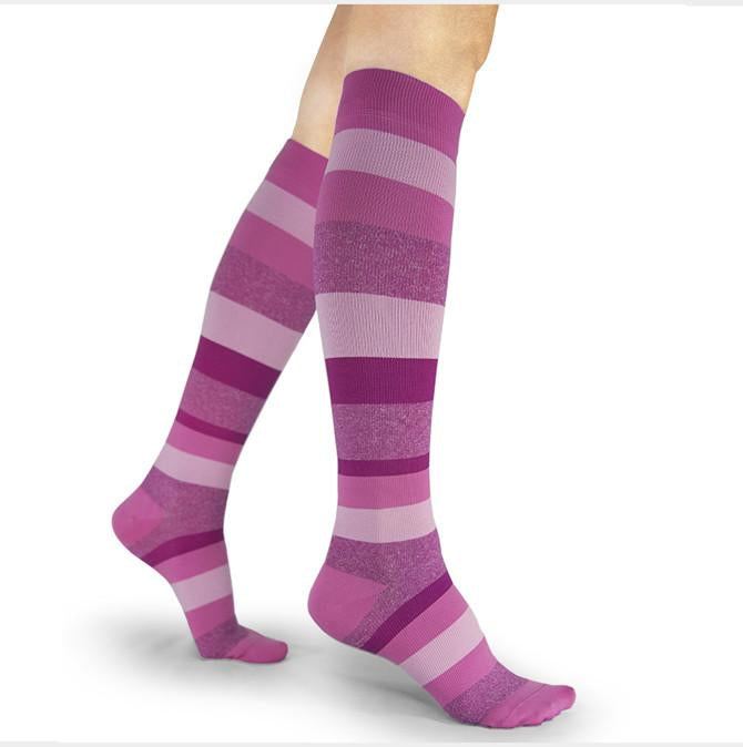purple striped socks