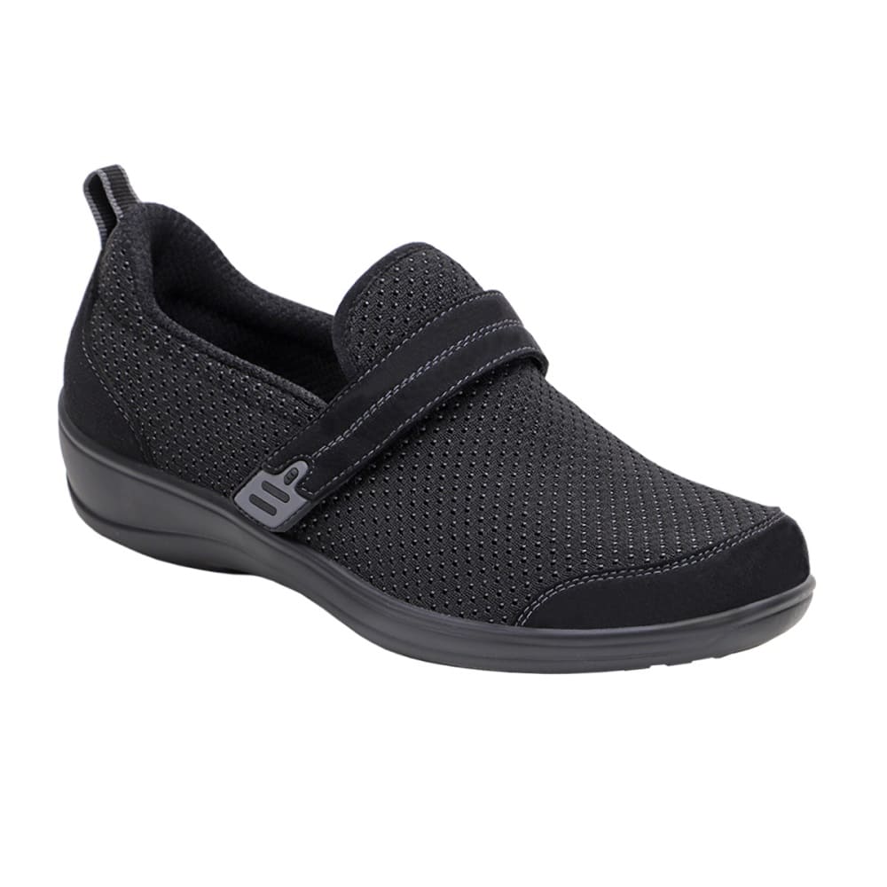 Orthofeet Women's Quincy Slip-On Shoes Black | Ames Walker