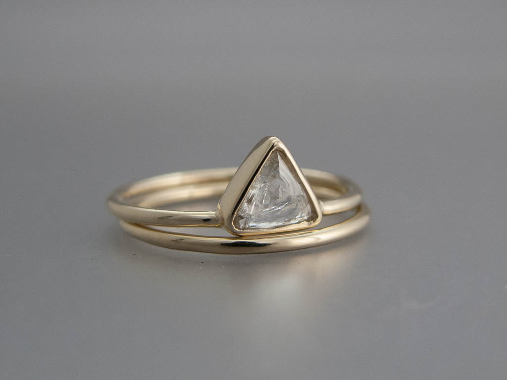 Custom Rough Triangle Diamond Gold Engagement Ring - Choose your own Raw Macle Diamond