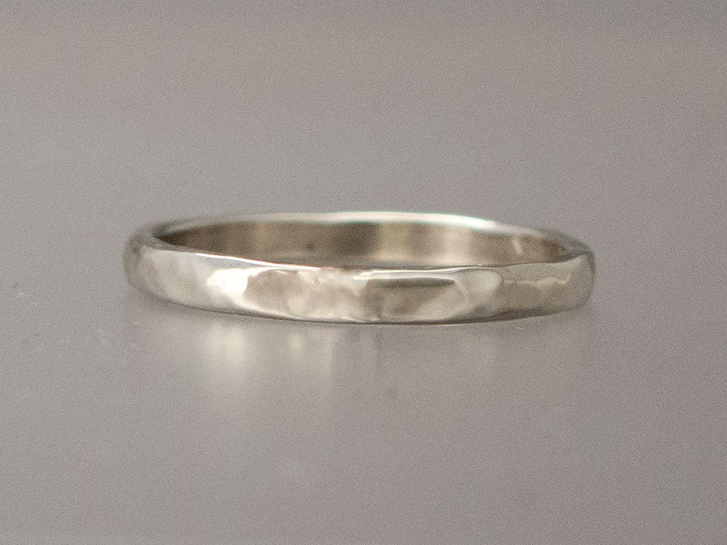 Narrow Flat Hammered Wedding Band