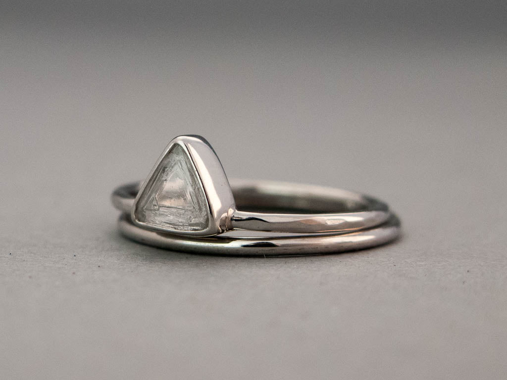 Custom Rough Triangle Diamond and Platinum Engagement Ring - Choose your own Raw Macle Diamond