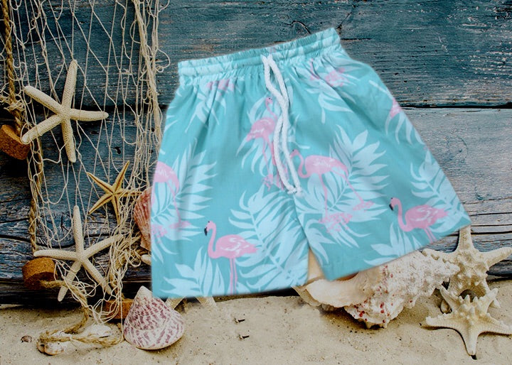 boys flamingo swim trunks