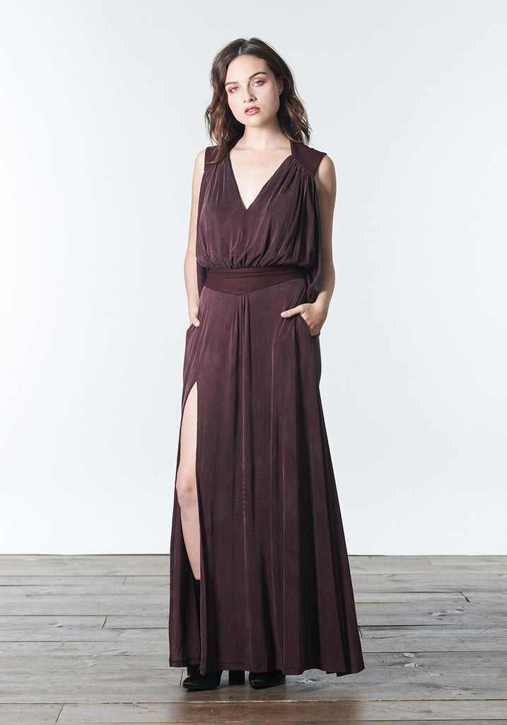 mauve color maxi dress