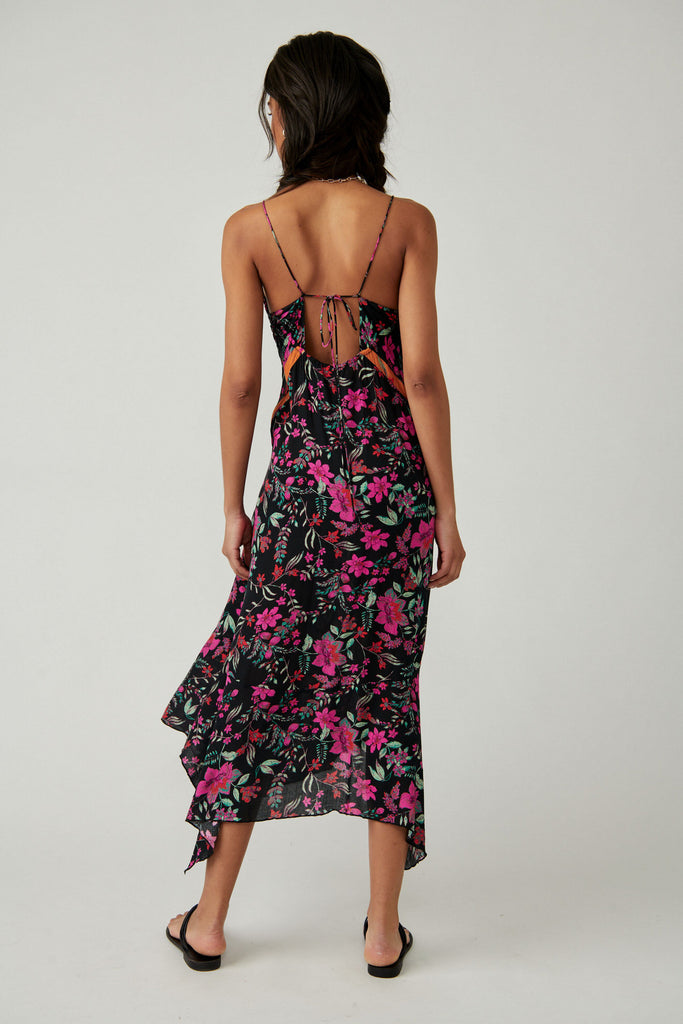 Free People There She Goes Floral Maxi Dress With Asymmetric Hem and T