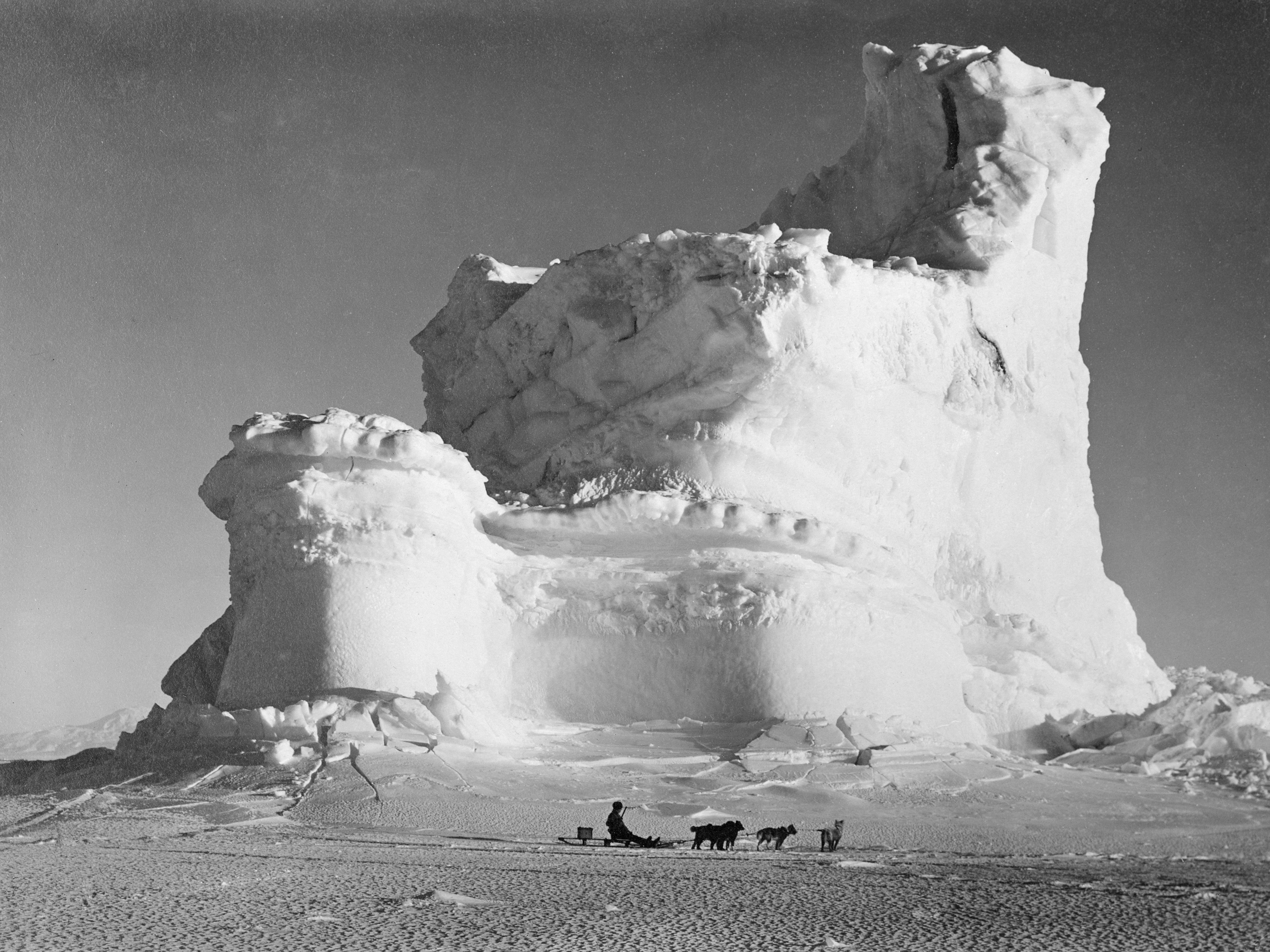 Traîneau historique ancien vintage photo canin arctique hiver iceberg art mural - Photo 1 sur 1