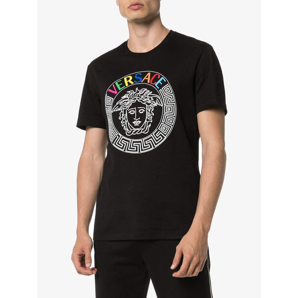 VERSACE Embroidered Logo Medusa T-Shirt, Black – OZNICO