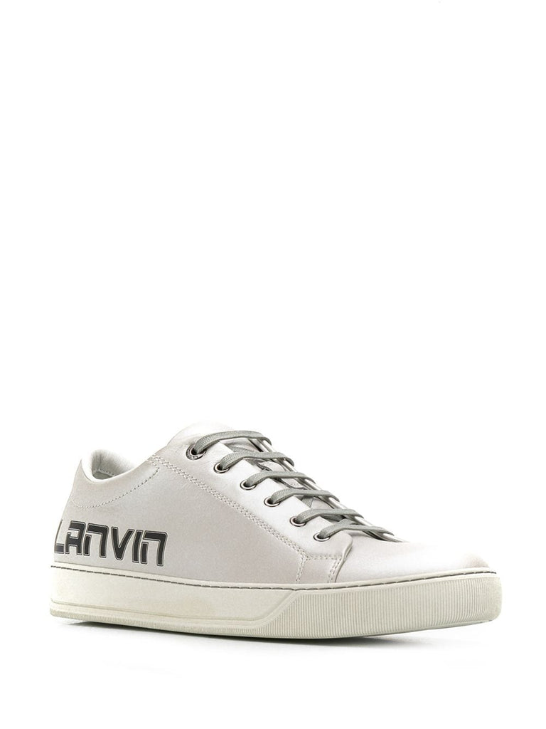 LANVIN Logo Print Low-Top Sneakers, Metallic Grey – OZNICO