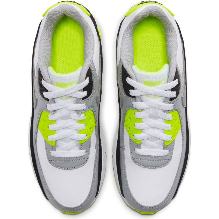 NIKE AIR MAX 90 LTR (GS) WHITE/PARTICLE GREY-LT SMOKE GREY VOLT – OZNICO