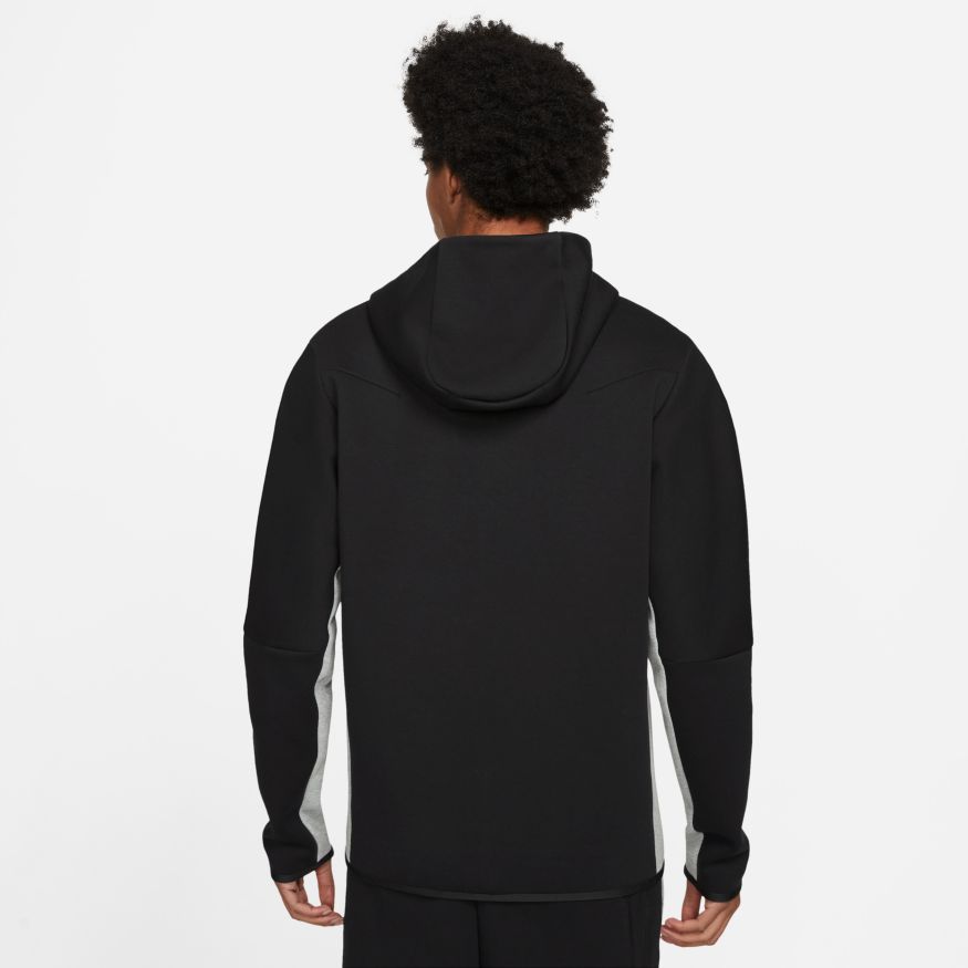 Nike Sportswear Tech Fleece Hoody, BLACK/DK GREY HEATHER/WHITE – OZNICO