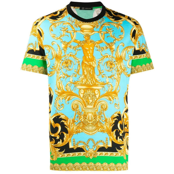 VERSACE Baroque Print T-Shirt, Green/ Light Blue – OZNICO