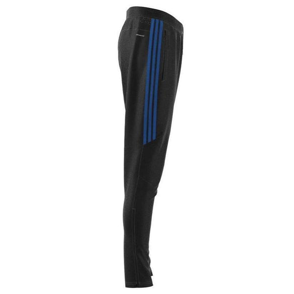 black and blue adidas track pants