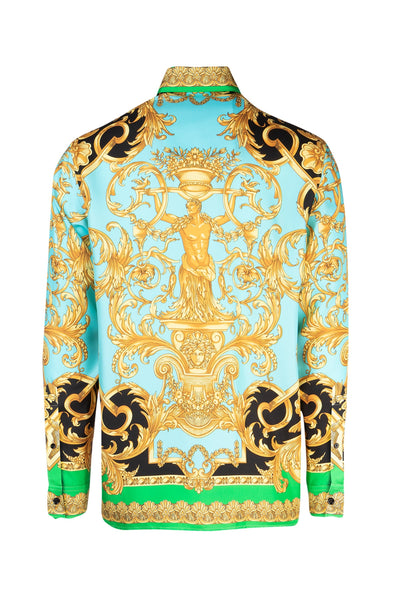 VERSACE Silk Barocco Print Shirt, Multi – OZNICO