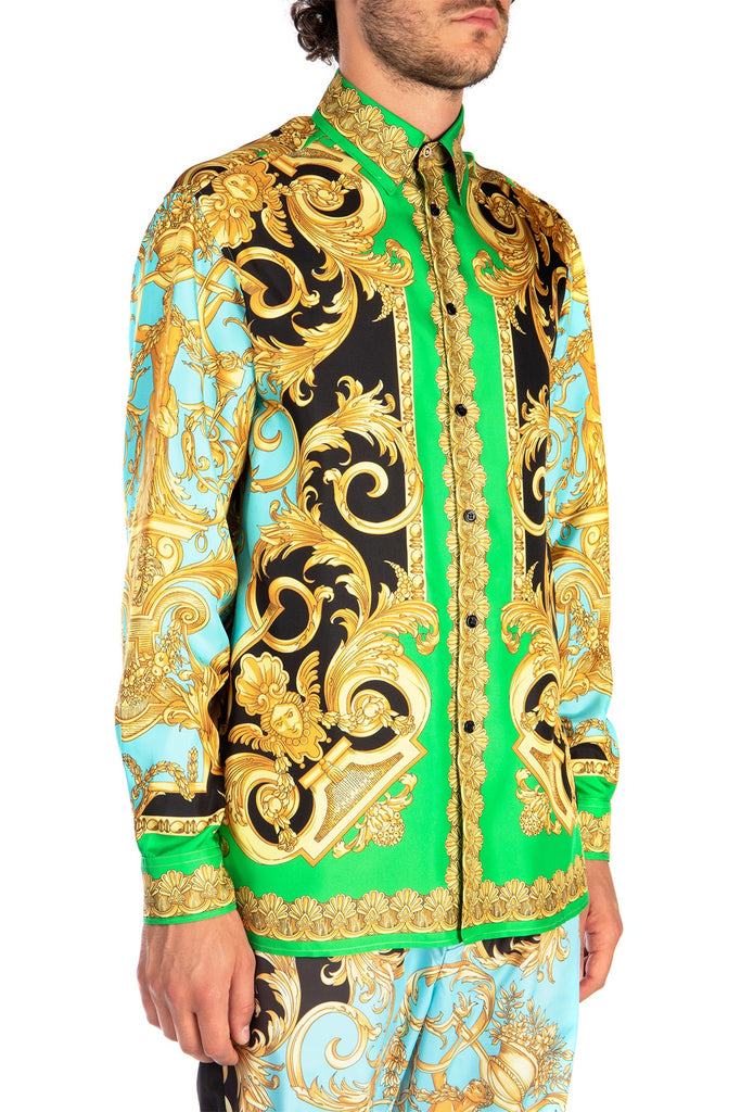 VERSACE Silk Barocco Print Shirt, Multi – OZNICO