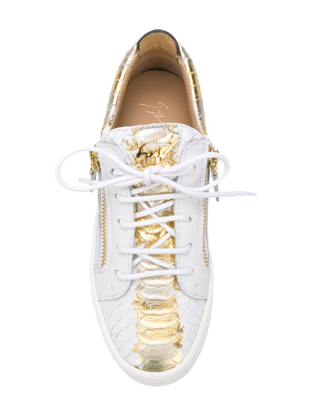 Tryk ned Decode Virus GIUSEPPE ZANOTTI Gail Metallic Low Top Women's Sneaker, White/ Gold – OZNICO