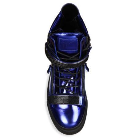 women's blue high top sneakers