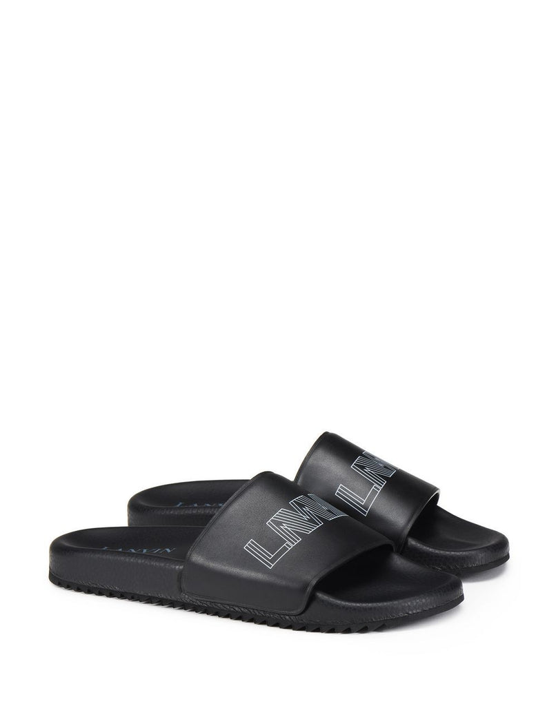 LANVIN Logo Pool Slides, Black – OZNICO