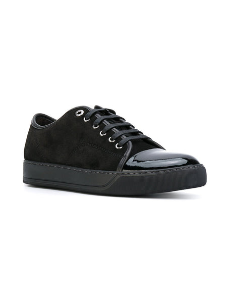 LANVIN Suede and Patent Cap-Toe Sneaker, Black – OZNICO