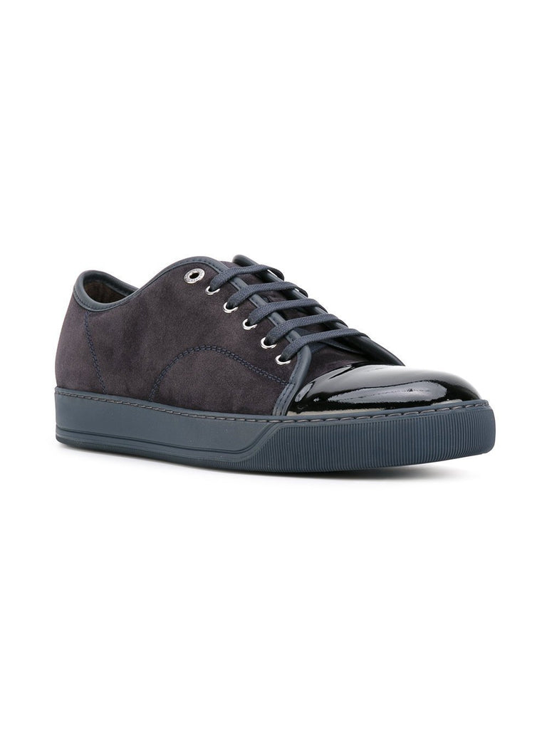 LANVIN Suede and Patent Cap-Toe Sneaker, Dark Blue – OZNICO