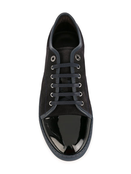 LANVIN Suede Patent Cap-Toe Sneaker, – OZNICO