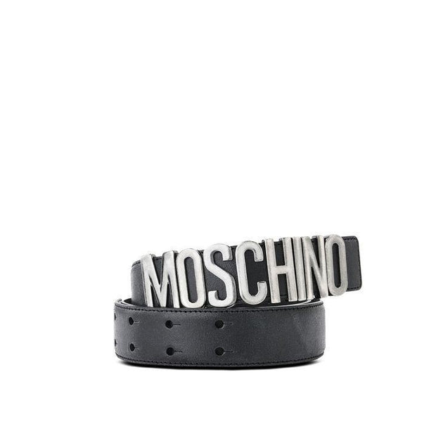 black and silver moschino belt