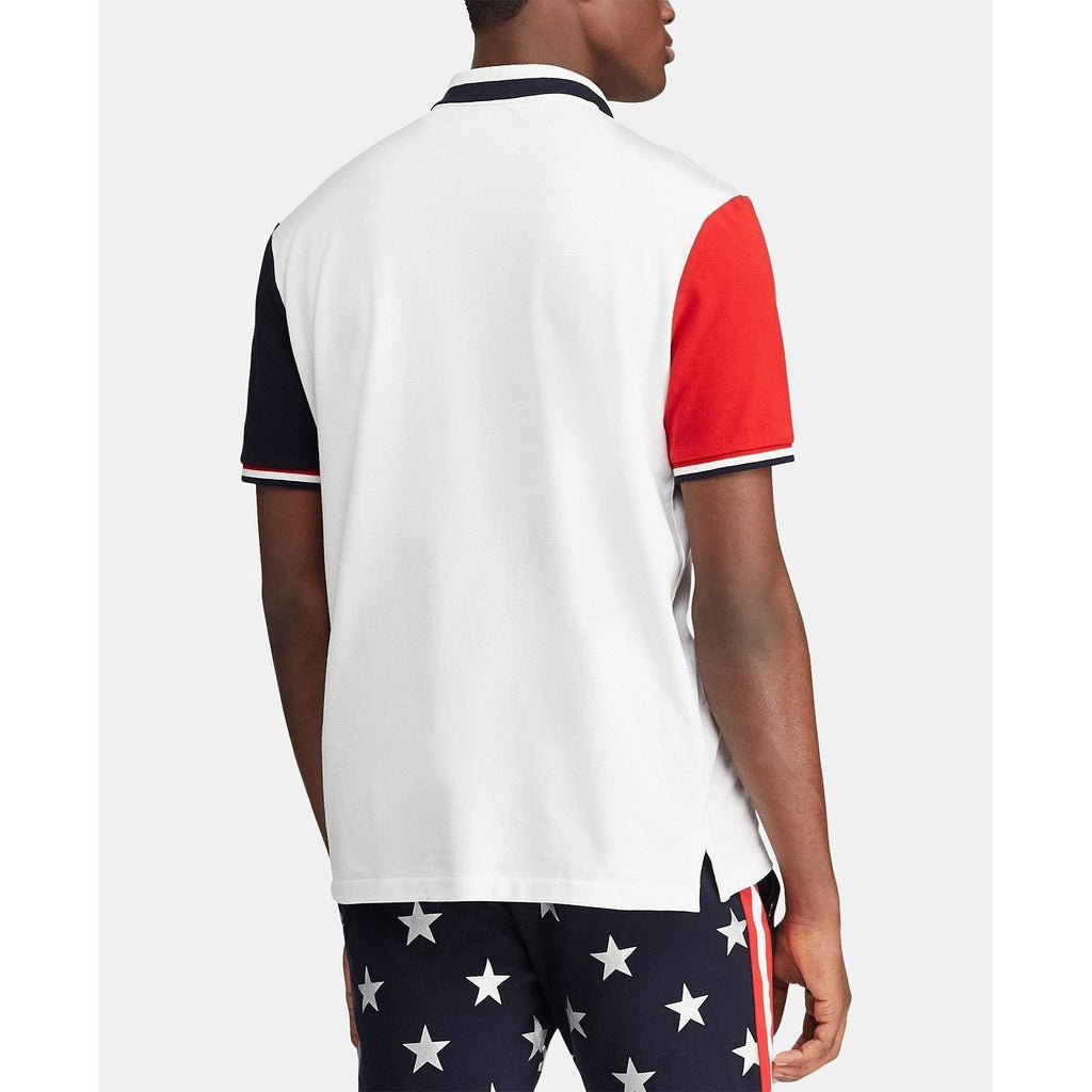 POLO RALPH LAUREN Classic-Fit Mesh Polo Americana Shirt, White Multi ...