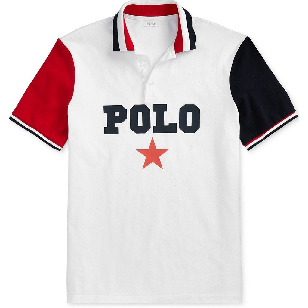POLO RALPH LAUREN Classic-Fit Mesh Polo Americana Shirt, White Multi ...