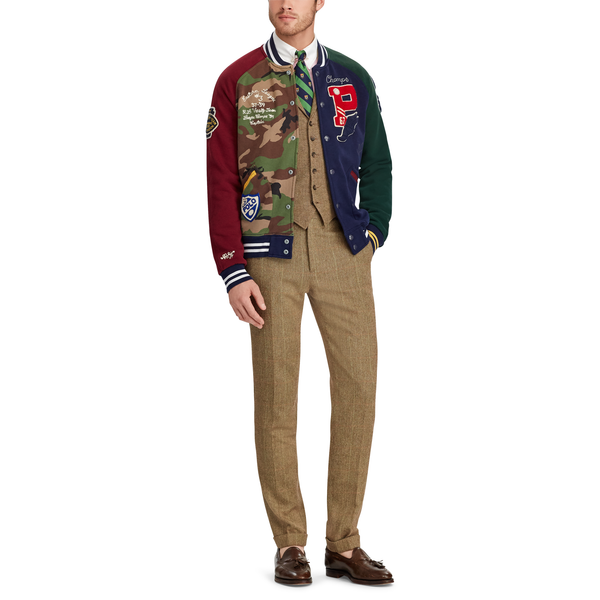 polo ralph lauren patchwork baseball jacket