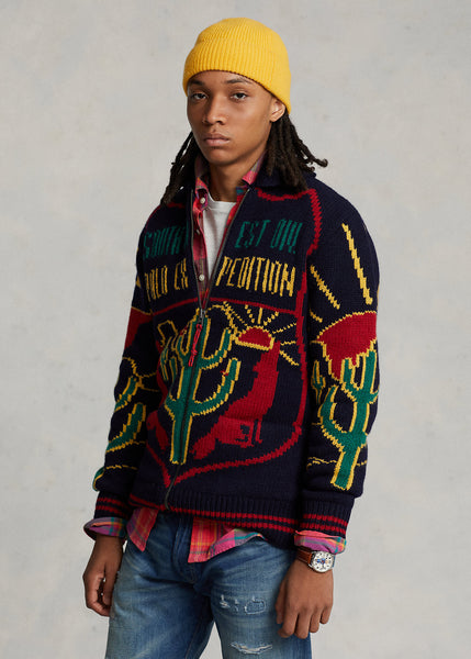 Polo Ralph Lauren Wool Graphic Full-Zip Sweater, Navy Multi – OZNICO