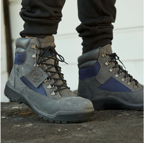 grey timberland field boots