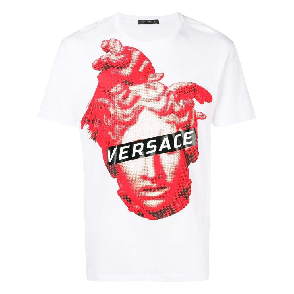 white and red versace shirt