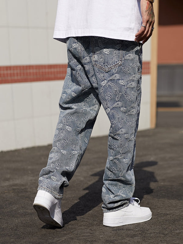 SLOUCHY PANTS IN JACQUARD DENIM