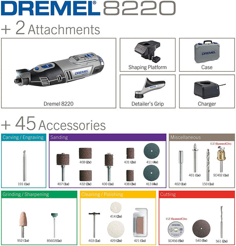 new £127.97 DREMEL 8220-2/45 Cordless Rotary Tool F0138220JG 871036407 –  GardenFOX LTD