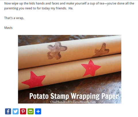 Potato stamped gift paper