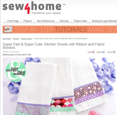 Kitchen Towels with Ribbon and Fabric Borders