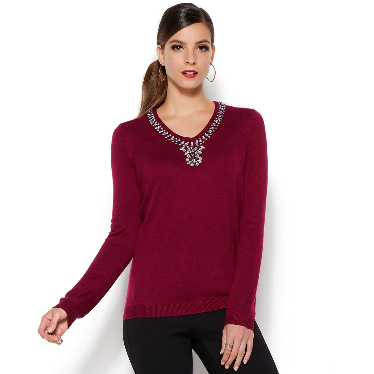 IMAN Platinum Touch of Cashmere Jeweled Sweater 624521-J | eBay