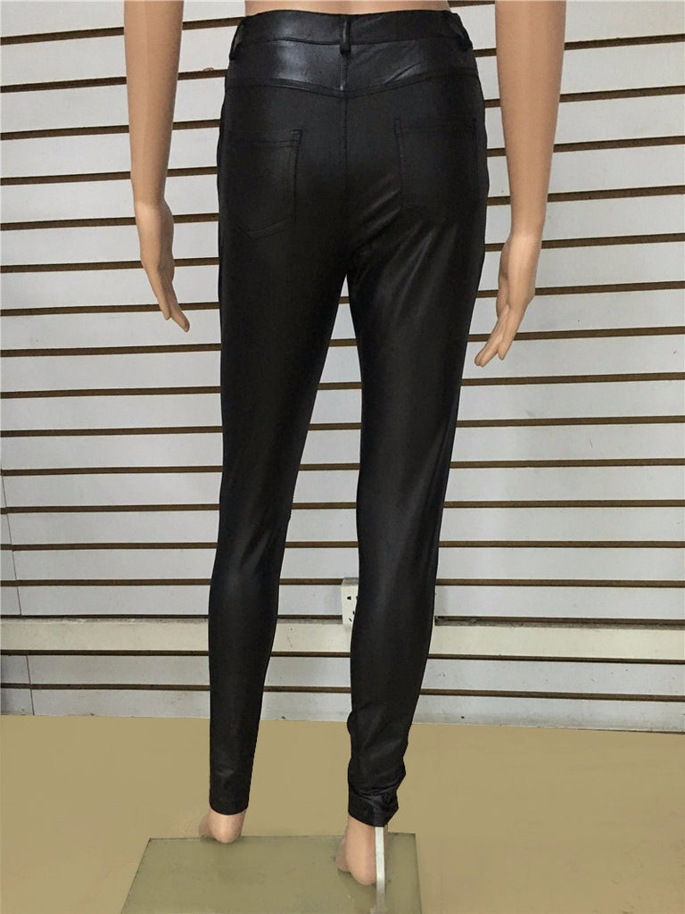 PU Leather Pencil Pants High Waisted – Celebrity Style Fashion ...