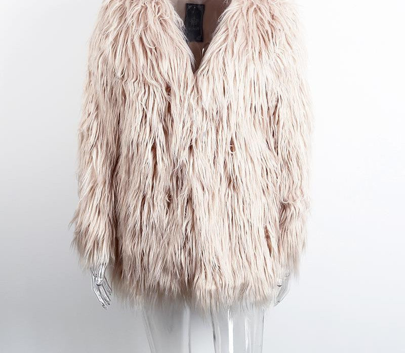 Elegant Faux Fur Coat Fluffy Chic Winter Coat Jacket – Celebrity Style ...