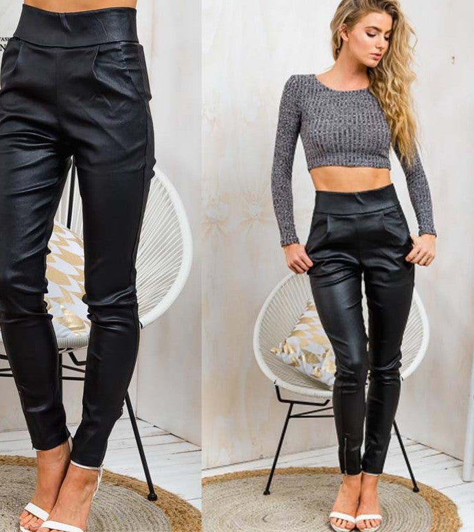 PU Leather Pencil Pants High Waisted – Celebrity Style Fashion ...